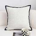 SOGA 2X 45cm Minimalist Cream Pillowcases with Black Decorative Covers