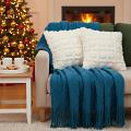 SOGA 2X 17.7 inches Cream Pom-Pom Grid Decorative Pillowcases – Cozy Covers