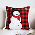 SOGA 2X 45cm Holiday Snowman Decorative Pillowcase (Red Plaid)