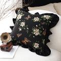 SOGA 2X 45cm Square Vintage Decorative Embroidered Black Throw Pillowcase