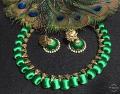 Bright Green Silk Thread necklace and Designer  Jhumkas!!!!