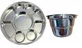 9 Compartment Disposable Silver Plates - Indian Thali Plastic Tray 200 Pcs w/ Bowls