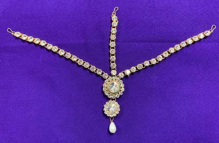 Stone Work Golden Bridal Matha Patti Head Jewelry # 1 Stone Work Golden Bridal Matha Patti Head Jewelry # 1