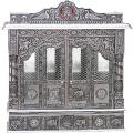 Intricately Carved Oxidized Puja Mandir w/ Doors for Home 24" x 9" Intricately Carved Oxidized Puja Mandir w/ Doors for Home 24" x 9"