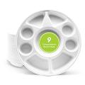 Three Leaf 200 Pcs Biodegradable 9 Compartment Bagasse Round Plate Thali Three Leaf 200 Pcs Biodegradable 9 Compartment Bagasse Round Plate Thali