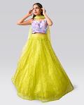 Yellow Designer lehenga in Net 