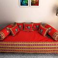 Traditional Red Print Cotton Diwan Set Traditional Red Print Cotton Diwan Set