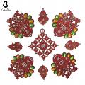 Peacock and kalash Rangoli Set of 9 Pieces For Floor Decoration 