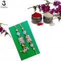 Supreme Lumba Bhaiya Bhabhi Kundan Rakhi W/ Polished Stone+ Roli & Chaval Supreme Lumba Bhaiya Bhabhi Kundan Rakhi W/ Polished Stone+ Roli & Chaval