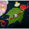 Colorful Rajwadi Rakhi With Beautiful Beads + Roli & Chaval