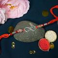 Infinite Love Brother Rakhi in Silver With Beads + Roli/Chaval