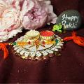Special Ganesh Rakhi W/ Colorful Beads + Roli & Chaval