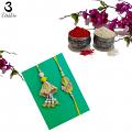 Pachhi Bhaiya Bhabhi Rakhi W/ Kadi Kundan Work + Roli & Chaval