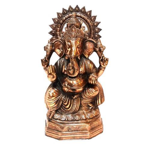 Large 28" Tall Artistic Carved Black Metal Ganesha Sitting Statue Large 28" Tall Artistic Carved Black Metal Ganesha Sitting Statue