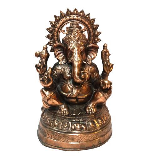 27" Tall Artistic Carved Black Metal Ganesha Statue in Sitting Posture 27" Tall Artistic Carved Black Metal Ganesha Statue in Sitting Posture
