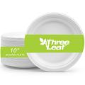 Three Leaf 10" Bagasse Round Plate, 500 Ct. (4 Packs Of 125)