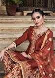 Patiala Salwar Suit - Dark Brown Embroidered Kurta & Brown Pant L/XL