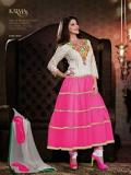 Pink with White Combination Anarkali Suit (36")