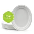 Three Leaf 12" X 10" Bagasse Oval Plate, 500 Ct, (20 Packs Of 25 ) Three Leaf 12" X 10" Bagasse Oval Plate, 500 Ct, (20 Packs Of 25 )