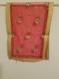Red w/ Golden Floral Work Mata ki Chunni for Pooja & Decor  #1371101