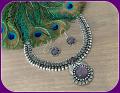 Trendy oxidised Stone Necklace with Earrings- Dark Purple Stone!!! Trendy oxidised Stone Necklace with Earrings- Dark Purple Stone!!!