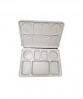 7 Compartment White Disposable Plastic Plates w/ Lid- 100pcs
