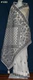 Classic White Black Cotton Lucknavi Sari w/ Handwork