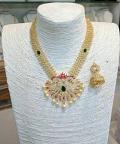 Traditional Design One Gram Gold CZ Stone Necklace & Earrings Traditional Design One Gram Gold CZ Stone Necklace & Earrings