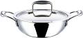 Vinod Platinum Triply Stainless Steel Extra Deep Kadai W Lid-18cm 1.2Ltrs