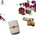 Fancy Lord Ganesh Rakhi Embellished with Elegant Pearls + Roli & Chaval