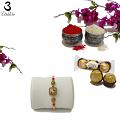 Antique Rakhi Designed with Mahogany Diamonds and Pearls + Roli & Chaval