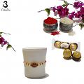 Golden Carved Rakhi for Your Bro + Roli & Chaval Golden Carved Rakhi for Your Bro + Roli & Chaval
