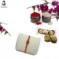 Delicate Rakhi Enhanced W/ Rubies & Mahogany Diamonds + Roli & Chaval