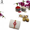 Rose Quartz Rakhi with Golden Fringe and Vibrant Beads + Roli & Chaval(OUT) Rose Quartz Rakhi with Golden Fringe and Vibrant Beads + Roli & Chaval(OUT)