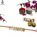 Beautiful Golden Gini Rakhi w/ Roli & Chaval