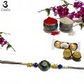 Appealing Floral Design Single Stone Rakhi + Roli & Chaval