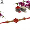 Blossom Ruby Rakhi Entwined Gracefully W/ Umber diamonds + Roli & Chaval