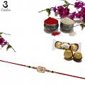 Spiritual Mina RAKHI W/ Load Ganesh in Gold + Roli & Chaval  