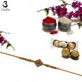 Affectionate Antique Rakhi in Gold W/ Beads and Pearls + Roli & Chaval