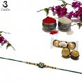 Semi Precious Stone and Kundan RAKHI in Green + Roli & Chaval