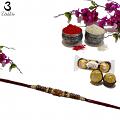 Adorable Wooden Design RAKHI W/ Pearls and Diamonds + Roli & Chaval Adorable Wooden Design RAKHI W/ Pearls and Diamonds + Roli & Chaval
