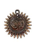 Black Metal Antique Wall Hanging Decor of Sun W/ Om Symbol - 9.75"