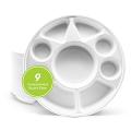 Three Leaf 9 Compartment Bagasse Rpund Plate, 200 Ct. (8 Packs Of 25) Three Leaf 9 Compartment Bagasse Rpund Plate, 200 Ct. (8 Packs Of 25)