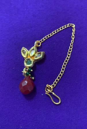 Traditional Kundan Stone Work Stylish Golden Mang Tikka # 2 Traditional Kundan Stone Work Stylish Golden Mang Tikka # 2