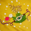 Designer Peacock Fearthe Rakhi Surrounded by Kundan + Roli & Chaval