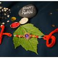 Royal Purple Rakhi With Handcrafted Ornaments + Roli & Chaval