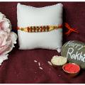 Traditional RAKHI for Brother Embellished w/ Stones & Beads + Roli & Chawal