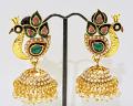 Peacock Seed Pearls 22K Gold Plated Jhumka Earrings