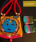 Artistic Hand made Terracotta Clay Necklace & Earriings Set Artistic Hand made Terracotta Clay Necklace & Earriings Set