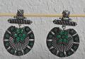 Green Stylish German Silver Earrings w/ Antique Finish